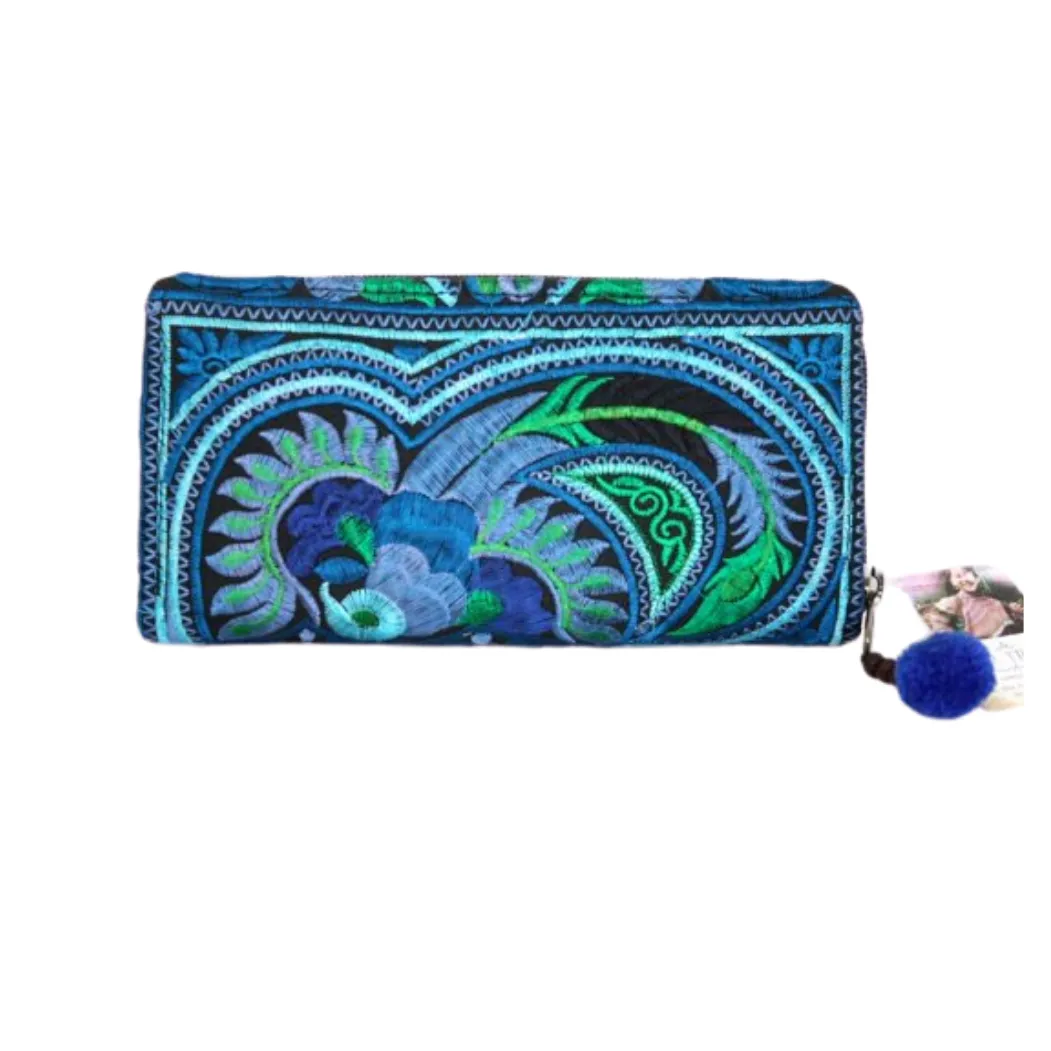 Hmong Flower Embroidered Multi-pocket Wallet - Thailand