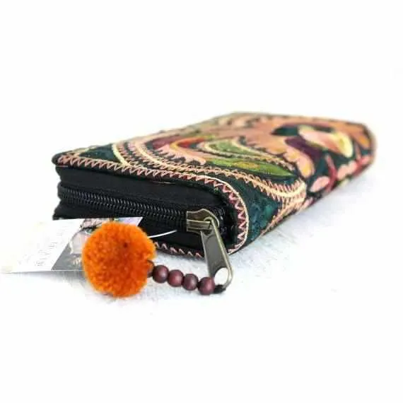 Hmong Flower Embroidered Multi-pocket Wallet - Thailand