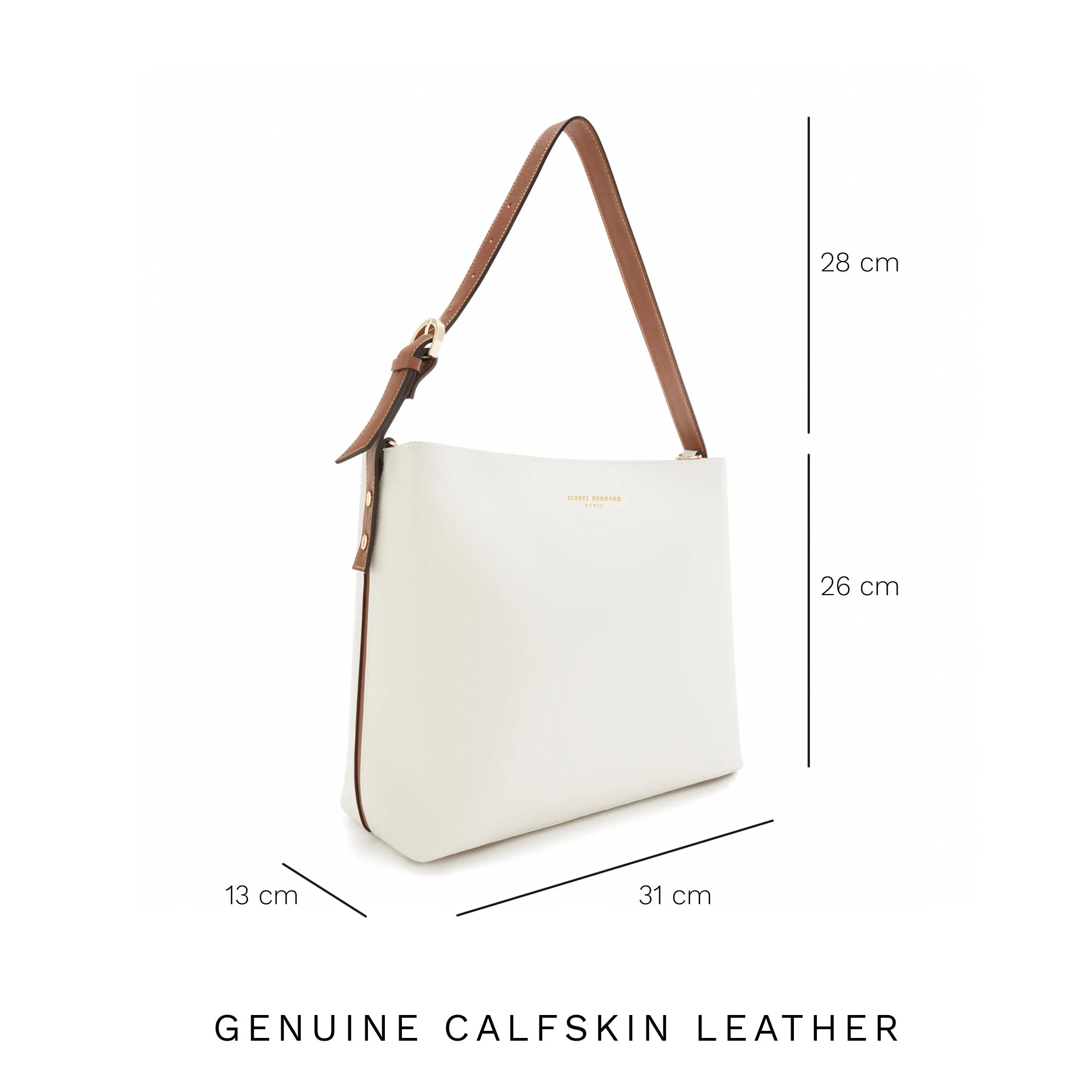 Honoré Adriane Midi white leather shoulder bag calfskin leather