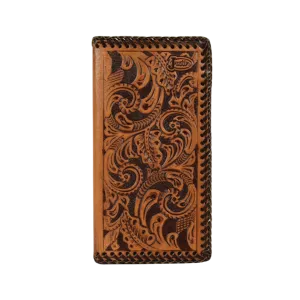 Hooey Leathers Juntin Rodeo Tooled Whisptitch Brown Wallet