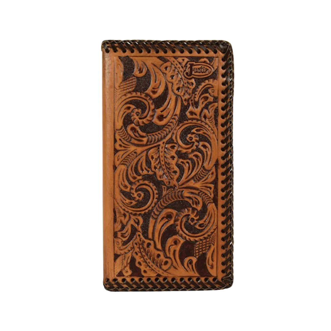 Hooey Leathers Juntin Rodeo Tooled Whisptitch Brown Wallet