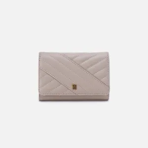 Jill Trifold Wallet in Quilted Silk Napa Leather - Warm Grey