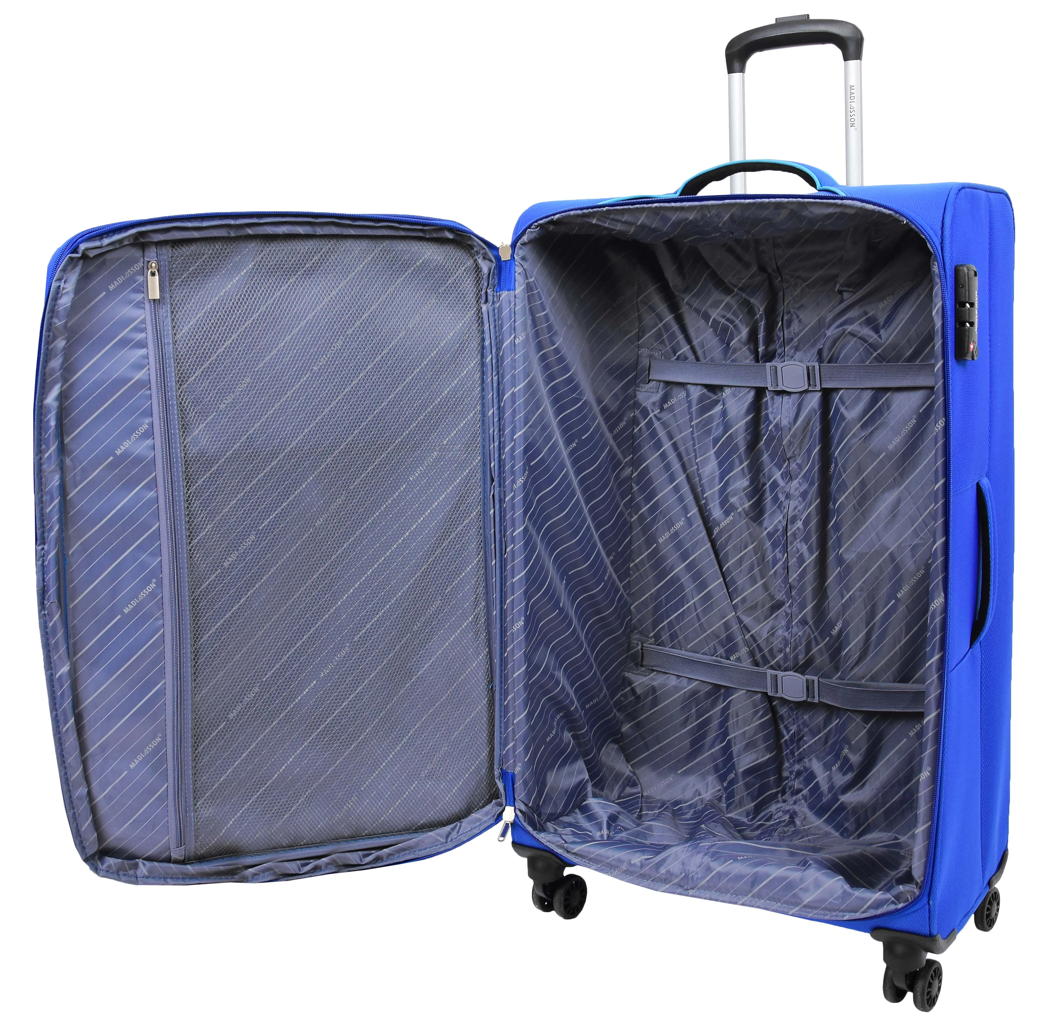 Lightweight 4 Wheels Soft Luggage Expandable TSA Lock Mercury Blue