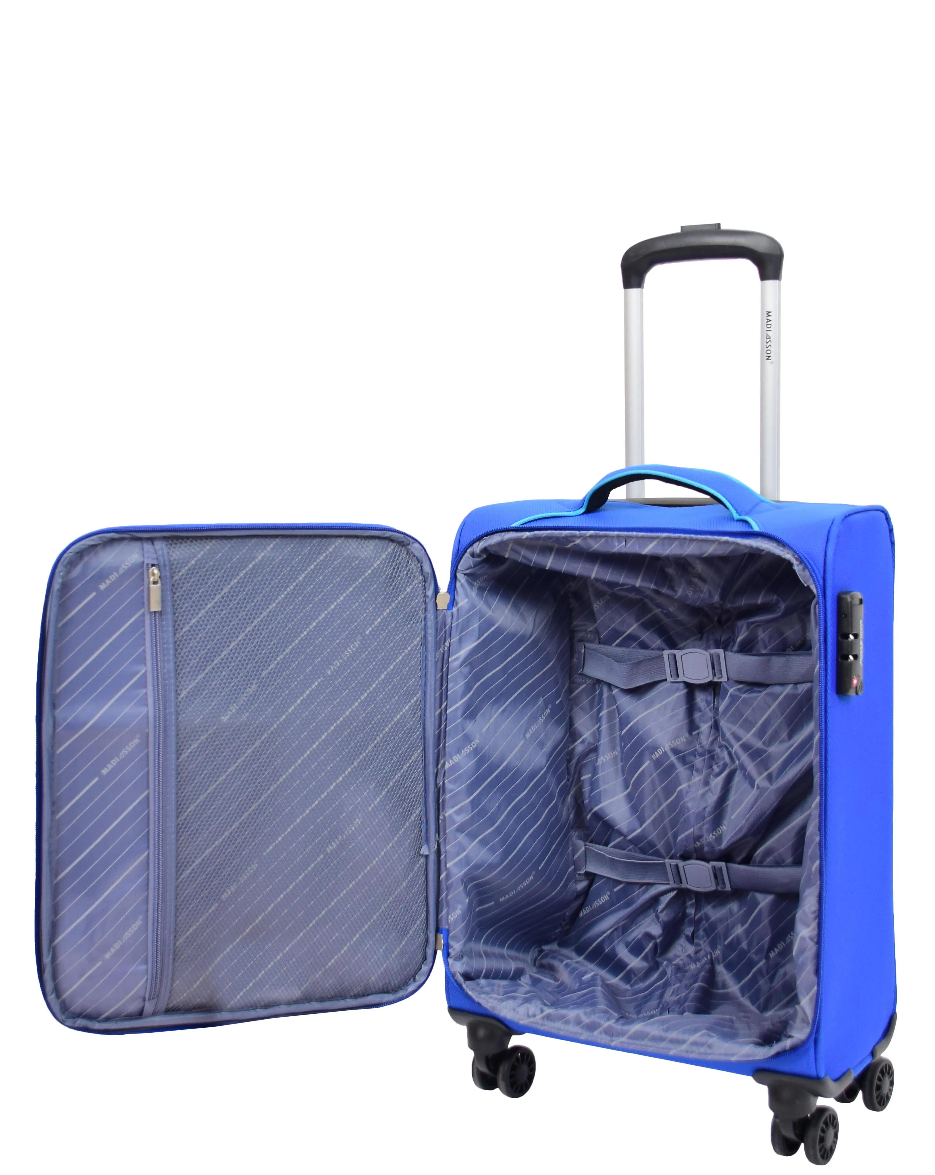 Lightweight 4 Wheels Soft Luggage Expandable TSA Lock Mercury Blue