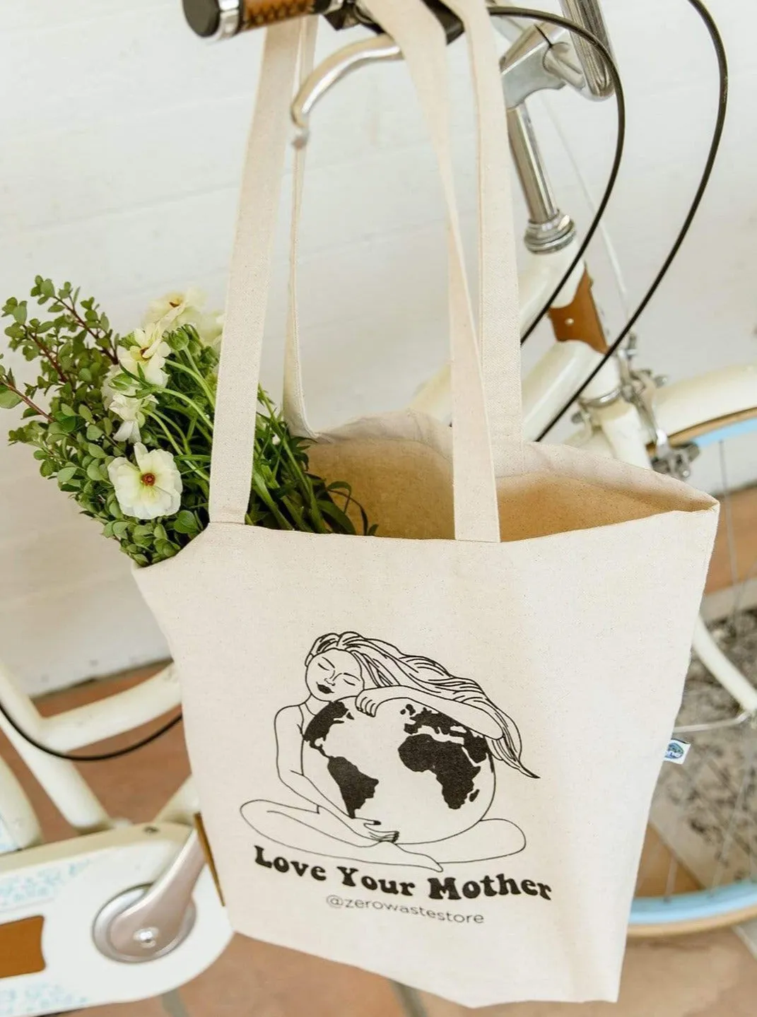 Love Your Mother Organic Tote Bag - Black & White