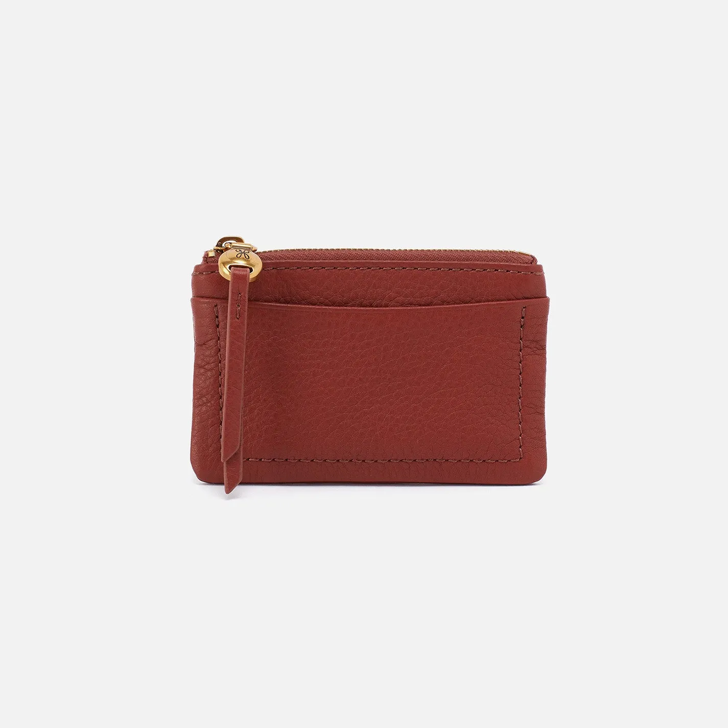 Lumen Card Case In Pebbled Leather - Rust