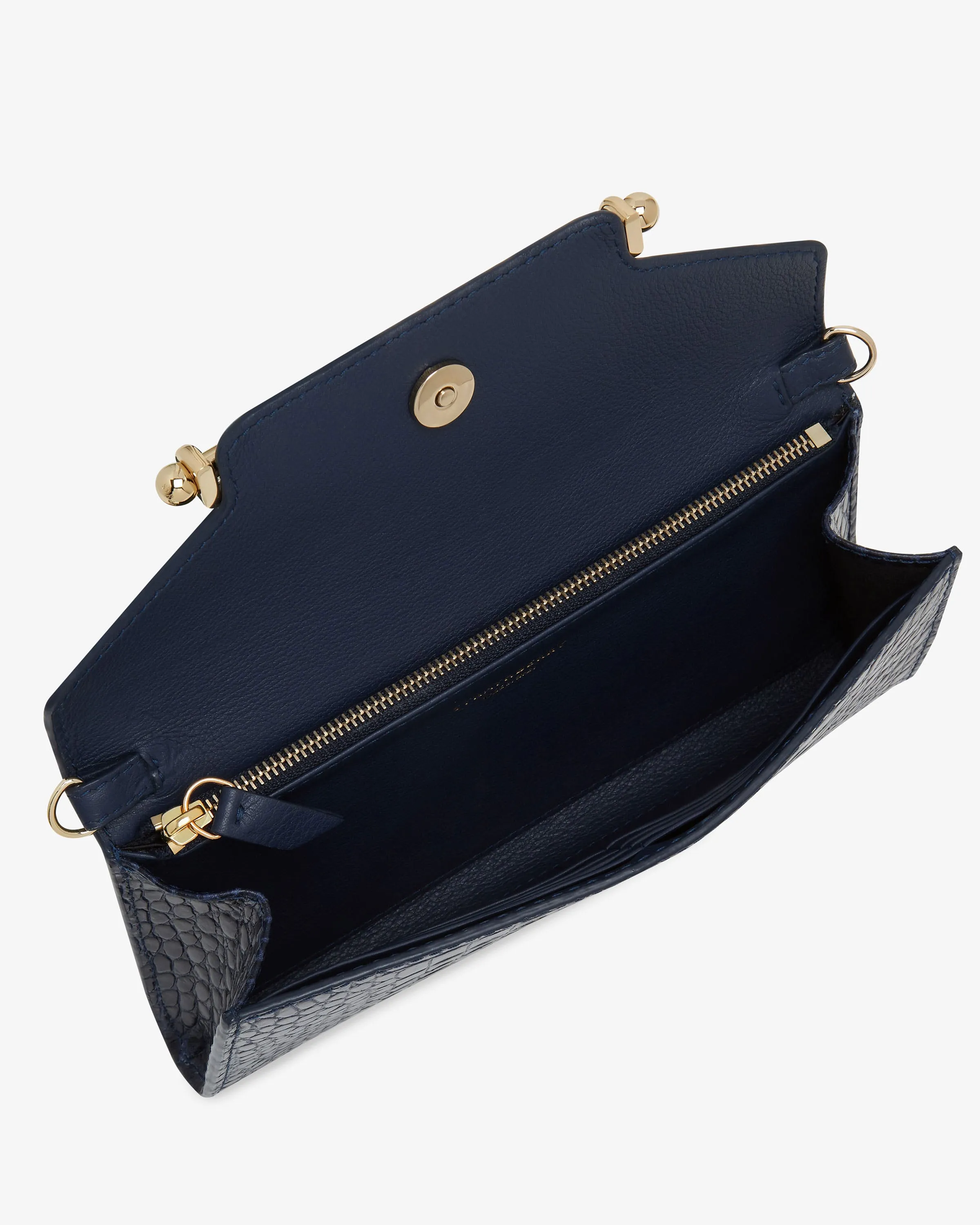 Multrees Chain Wallet - Croc-Embossed Leather Navy