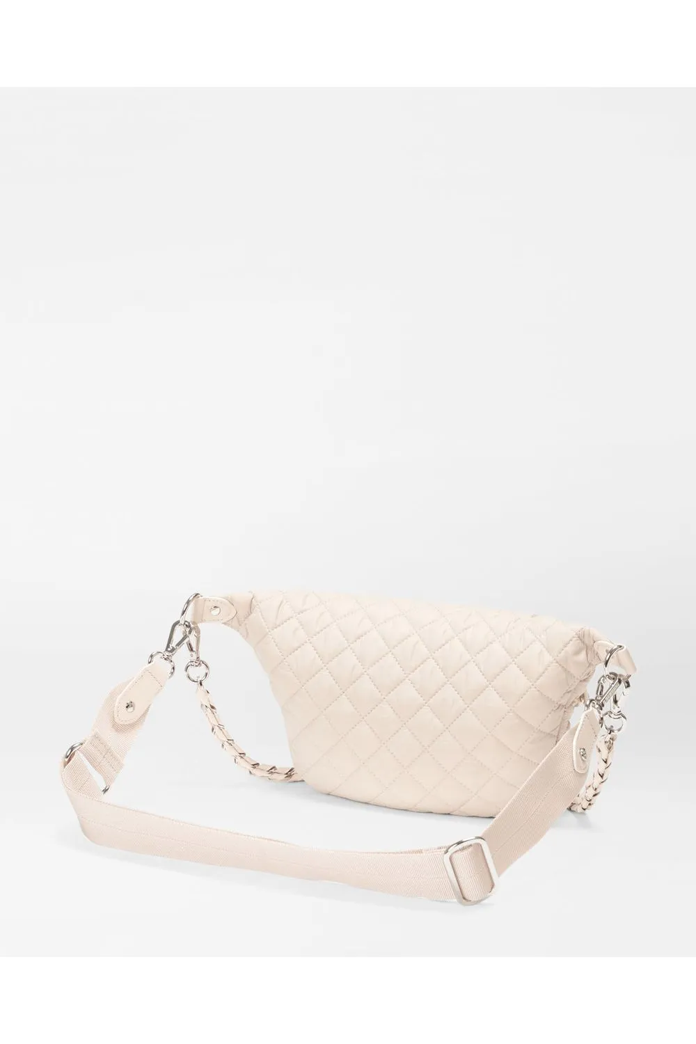 MZ Wallace Small Crosby Sling Bag 1462C15 | Mushroom/Pink Opal Leather