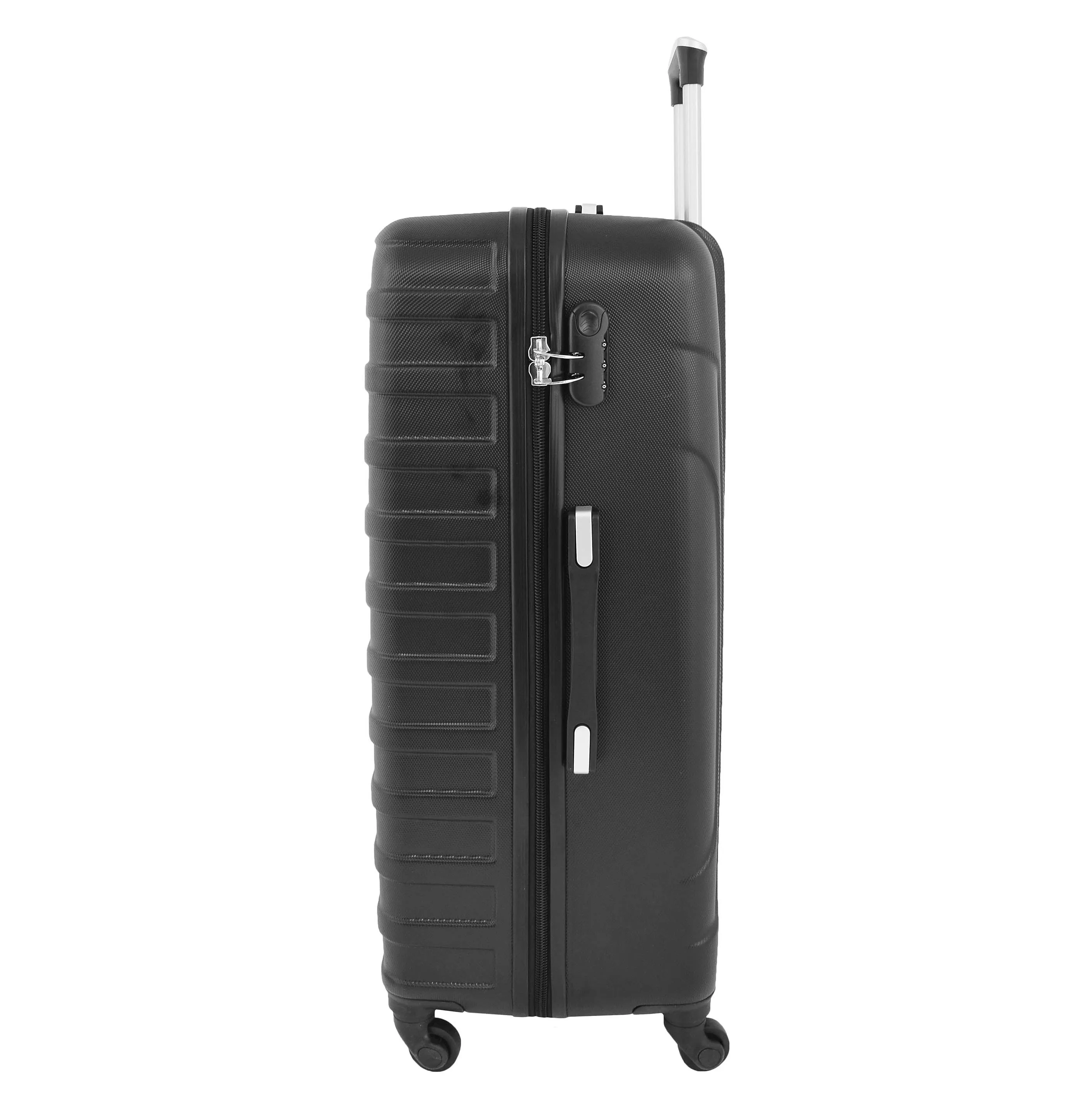 Robust 4 Wheel Suitcases ABS Black Lightweight Digit Lock Luggage Travel Bag Stargate