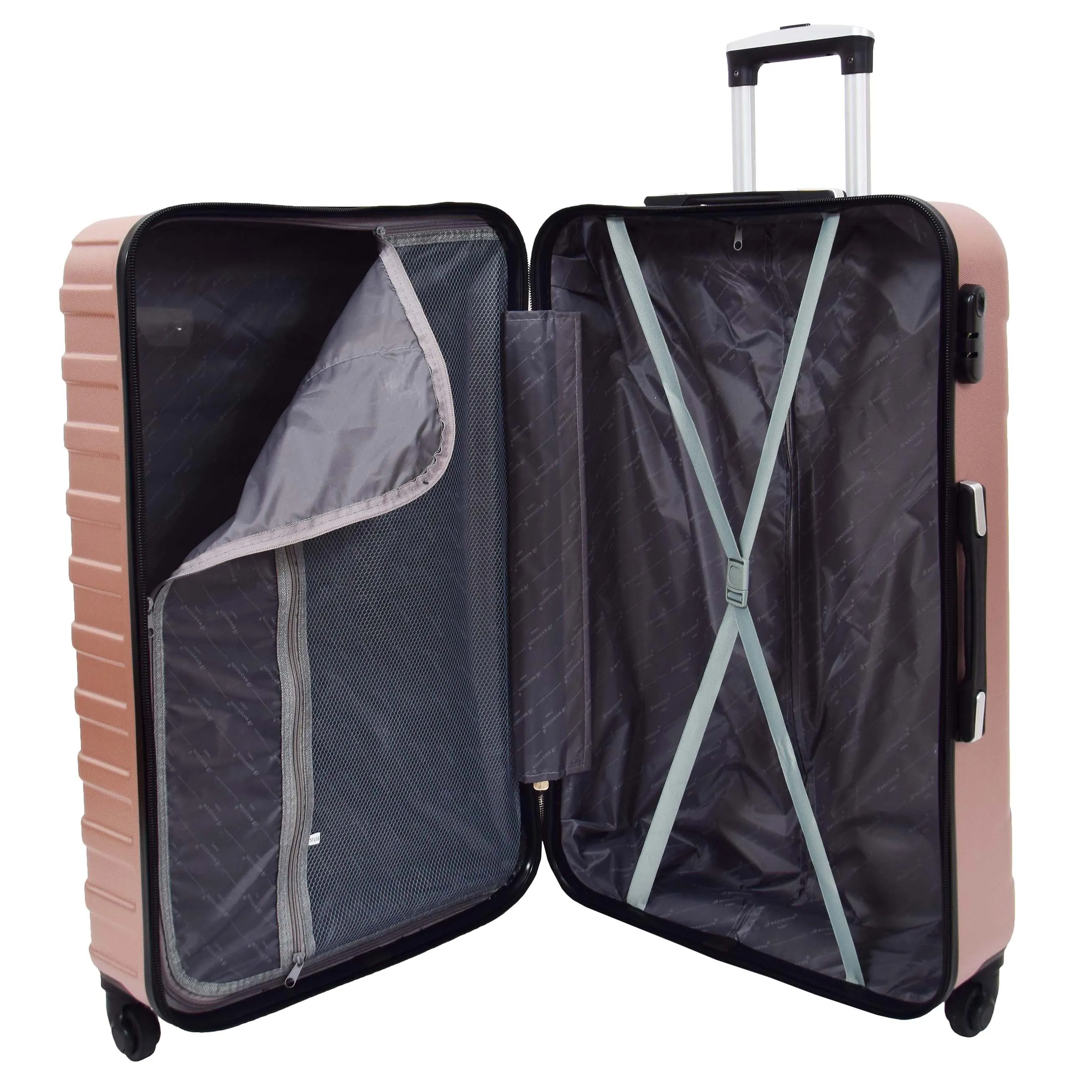 Robust 4 Wheel Suitcases ABS Rose Gold Lightweight Digit Lock Luggage Travel Bag Stargate