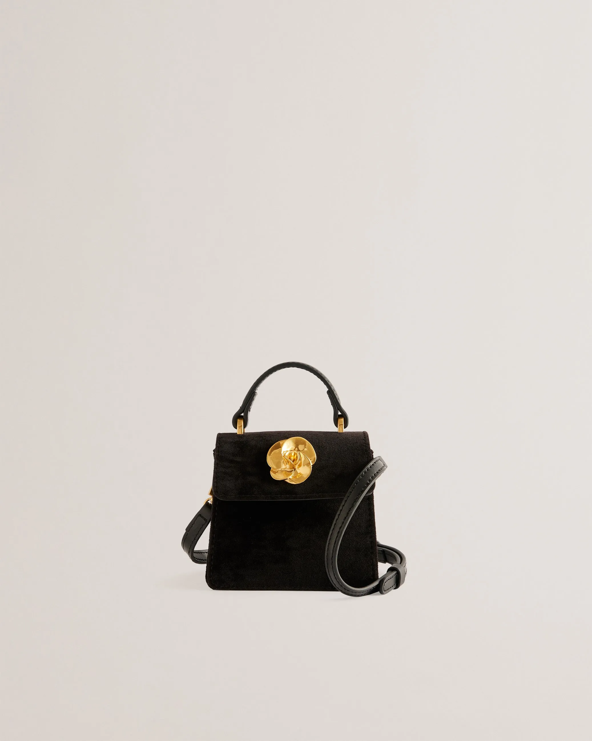 Rosiya Velvet Mini Top Handle Rose Bag Black