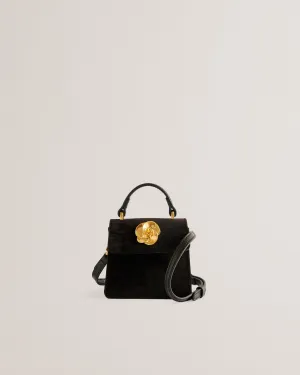 Rosiya Velvet Mini Top Handle Rose Bag Black