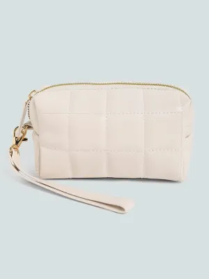 Studiowest Beige Quilted Square Pouch - Small