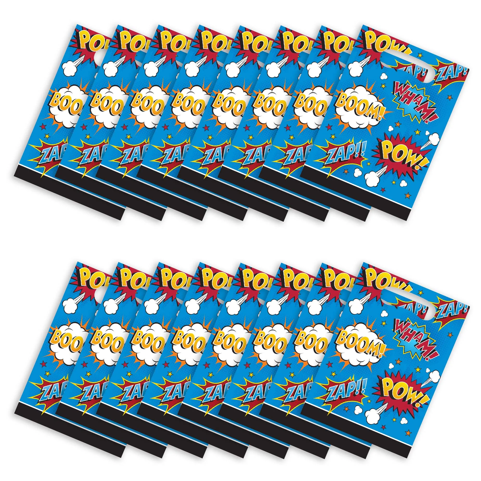 Superhero Birthday Party Plastic Loot Bags & Party Favor Bags, 9 Inch Size, 16 Count