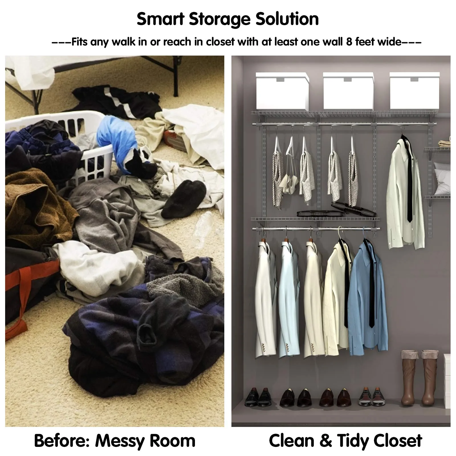 Tangkula 3 to 6 FT Custom Closet Organizer System Kit