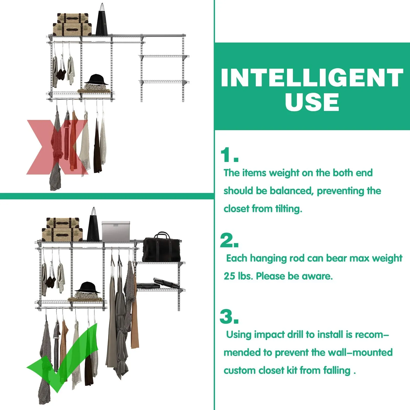 Tangkula 3 to 6 FT Custom Closet Organizer System Kit