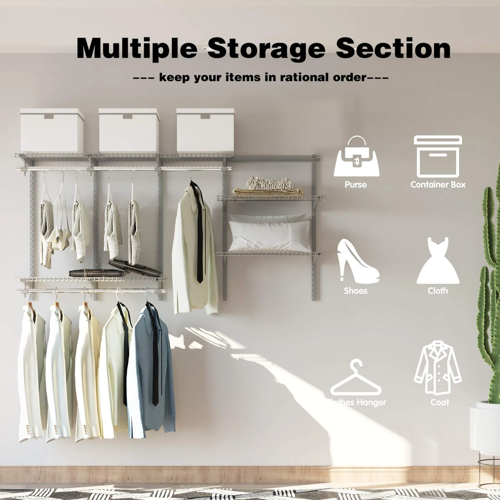 Tangkula 3 to 6 FT Custom Closet Organizer System Kit