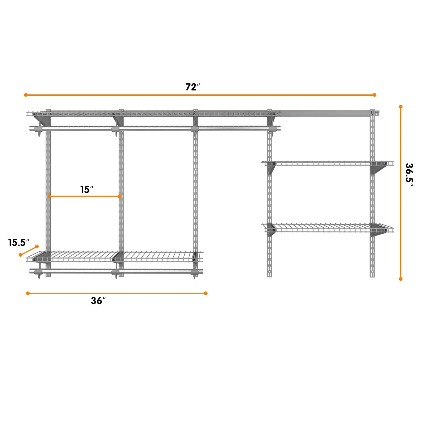 Tangkula 3 to 6 FT Custom Closet Organizer System Kit