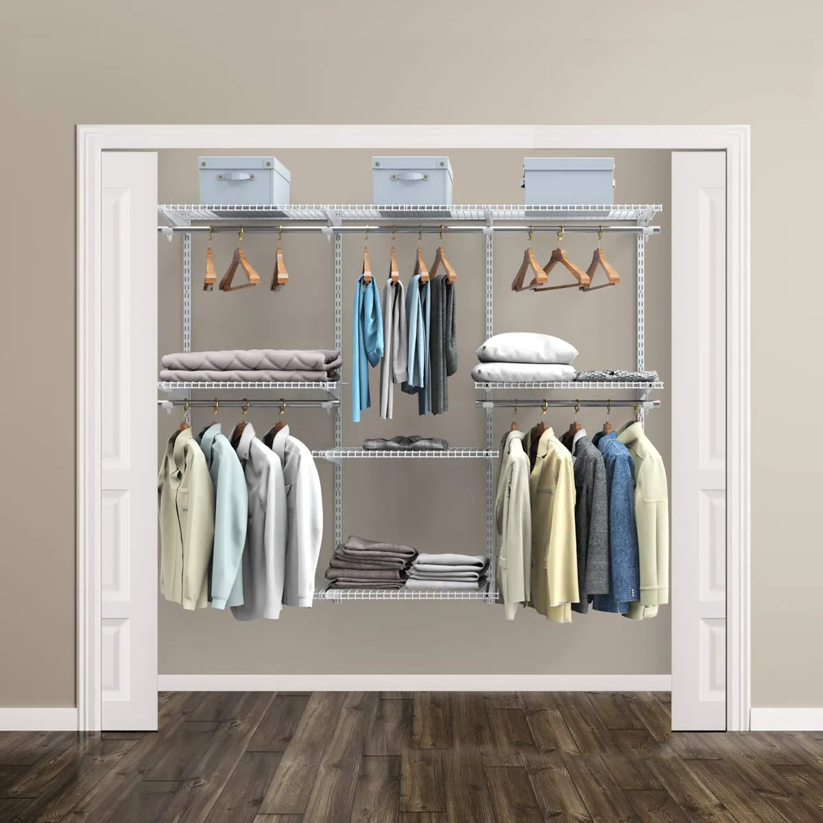 Tangkula 4 to 6 FT Custom Closet System, Wall Mounted Closet Maid with Hanging Rod