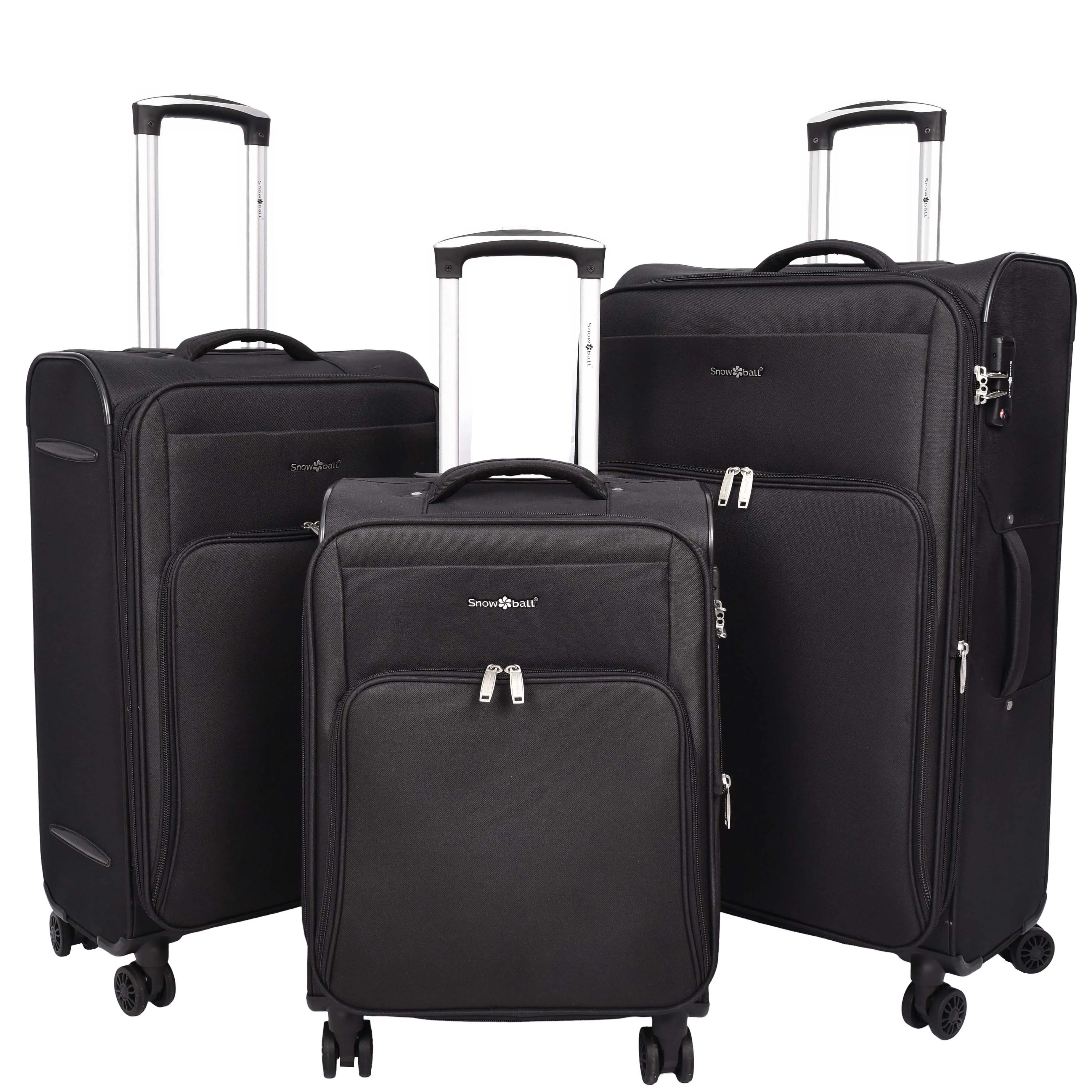 Ultra Lightweight Suitcases Expandable Soft 8 Wheel Luggage Travel Bags Cuba Black