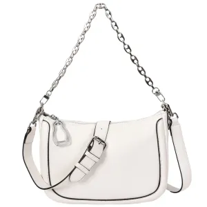 Women Real Leather Shoulder Bag Casual Multi Strap Hobo Handbag A928 White