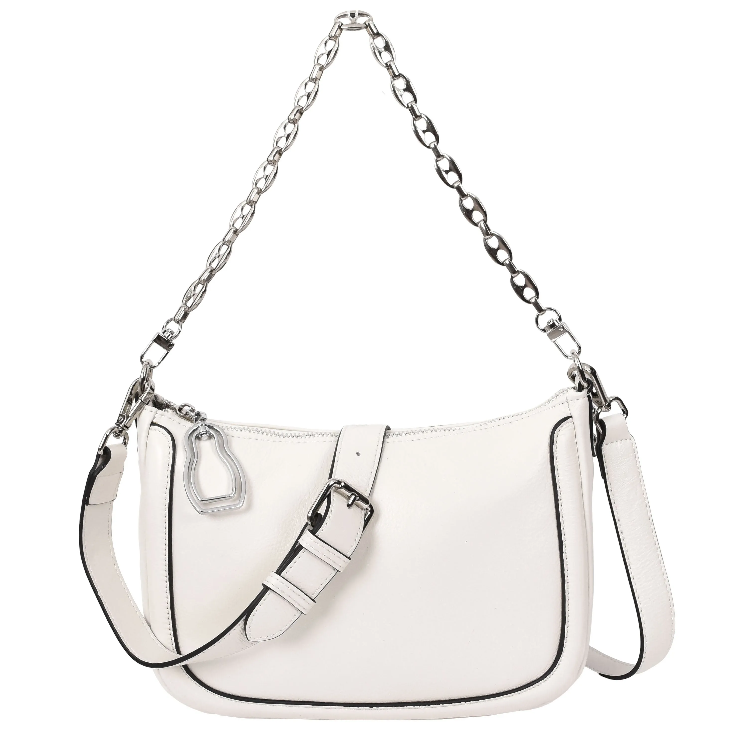 Women Real Leather Shoulder Bag Casual Multi Strap Hobo Handbag A928 White