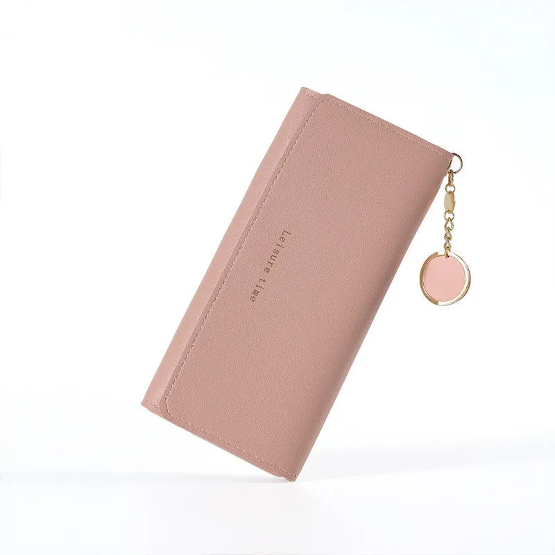 Women Wallets Letter Long Tri-fold Wallet Purse Fresh Leather Female Clutch Card Holder