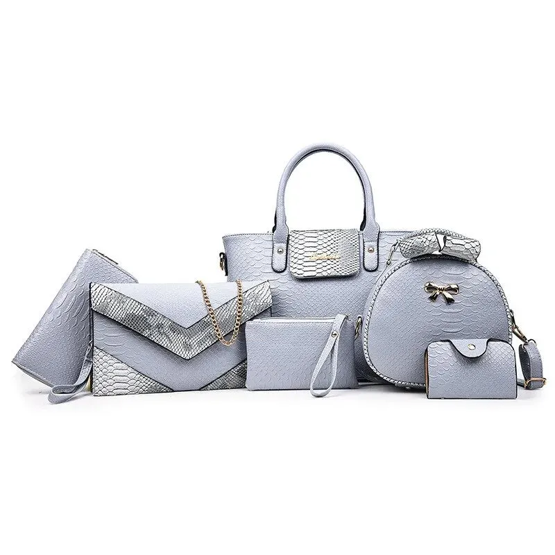 Women's 6-Piece Snake Pattern Bag Set^