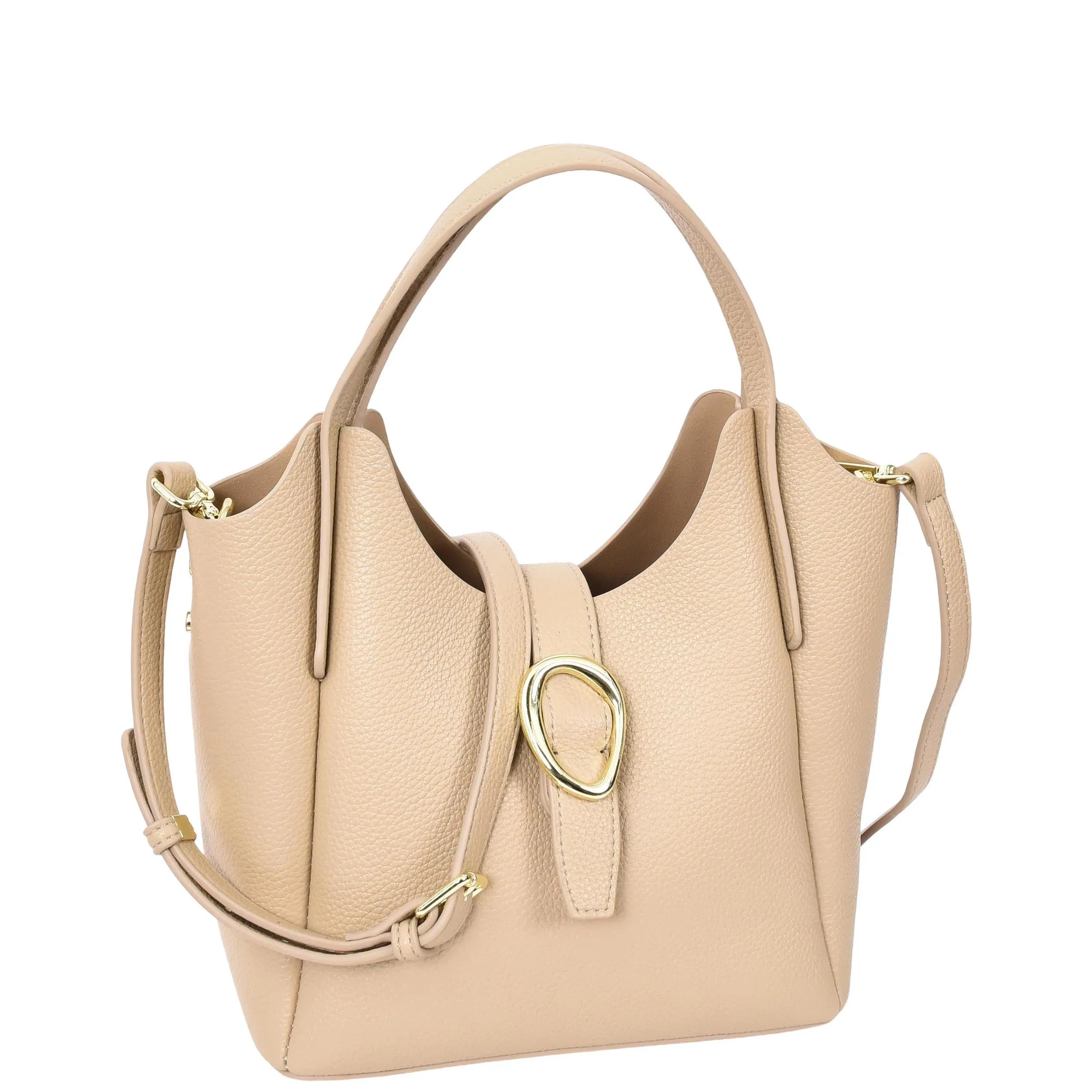 Womens Leather-Look Handbag Casual Basket Shape Small Fashion Tote Bag AH181 Beige