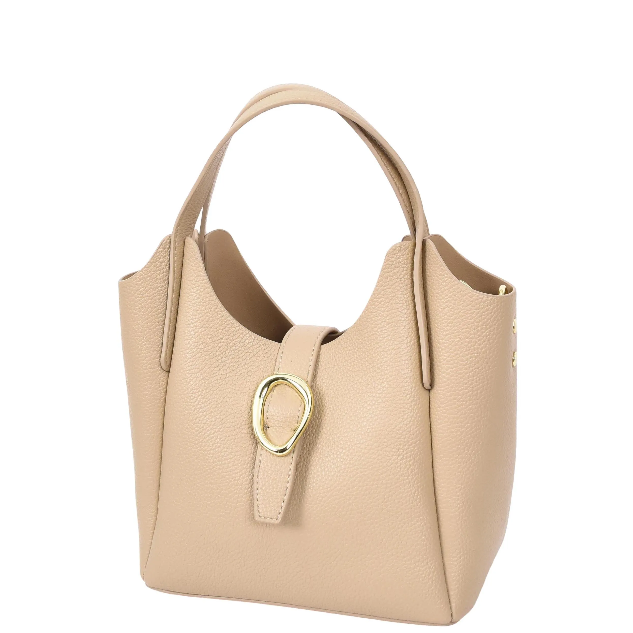 Womens Leather-Look Handbag Casual Basket Shape Small Fashion Tote Bag AH181 Beige